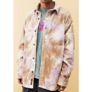 BDG x Urban Outfitters | Oversized Neutral Tie-Dye Corduroy Shacket Shirt Small*